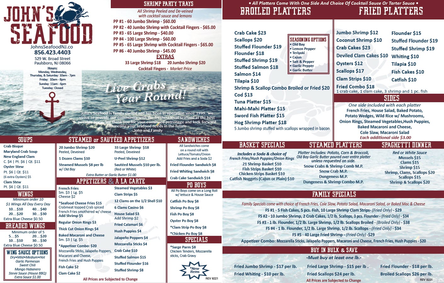 Menu John's Seafood